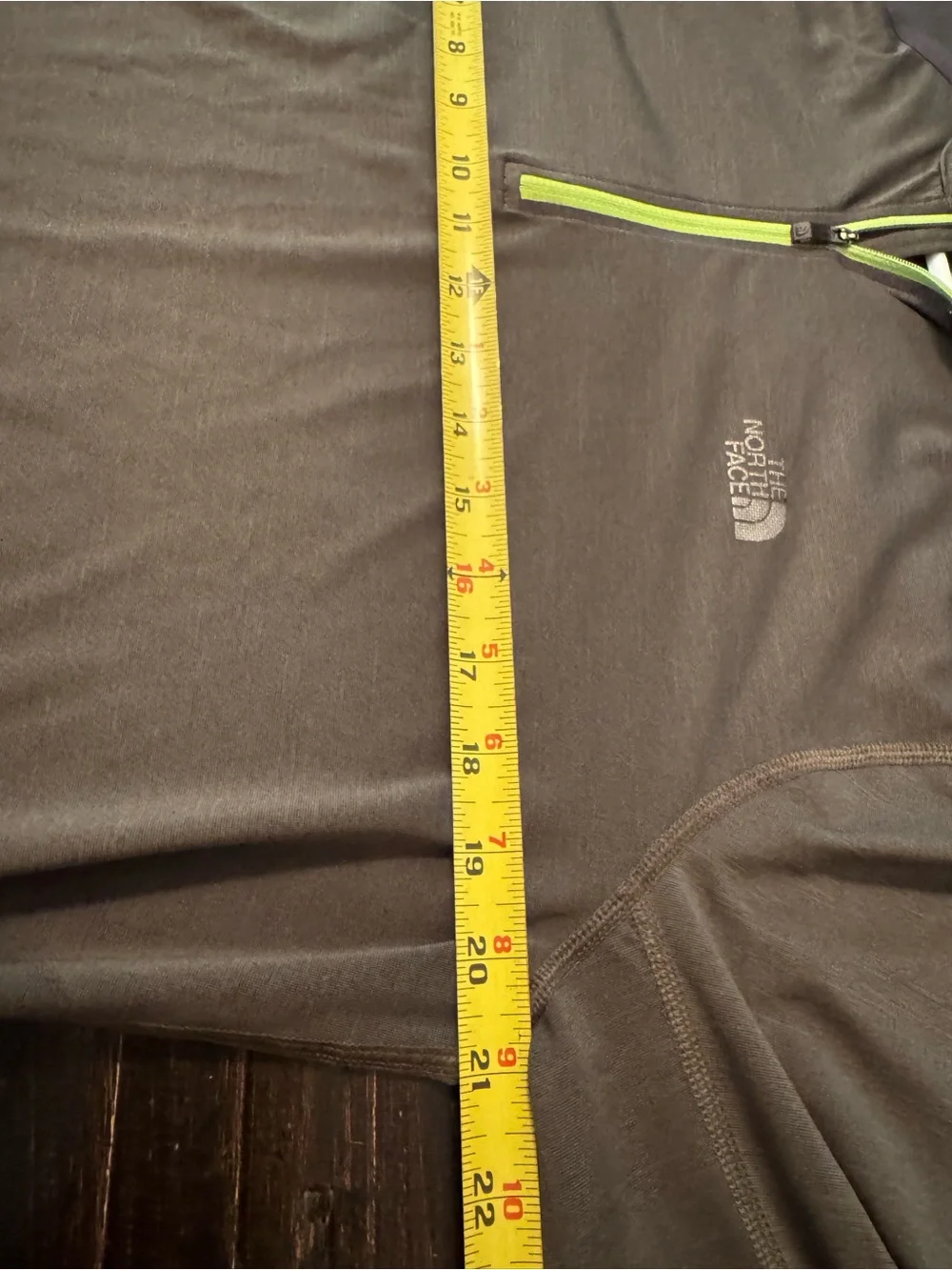 The North Face Men's Olive Green Half-Zip with Lime Trim